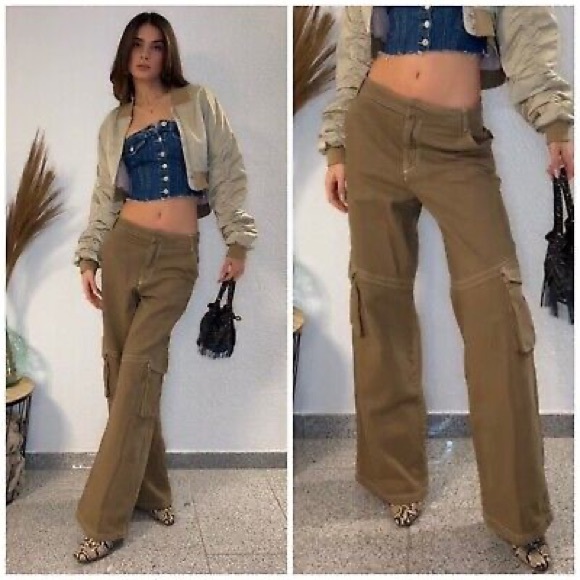 NWT Zara Full Length Cargo Khaki Pants Bloggers fav. - Picture 3 of 7